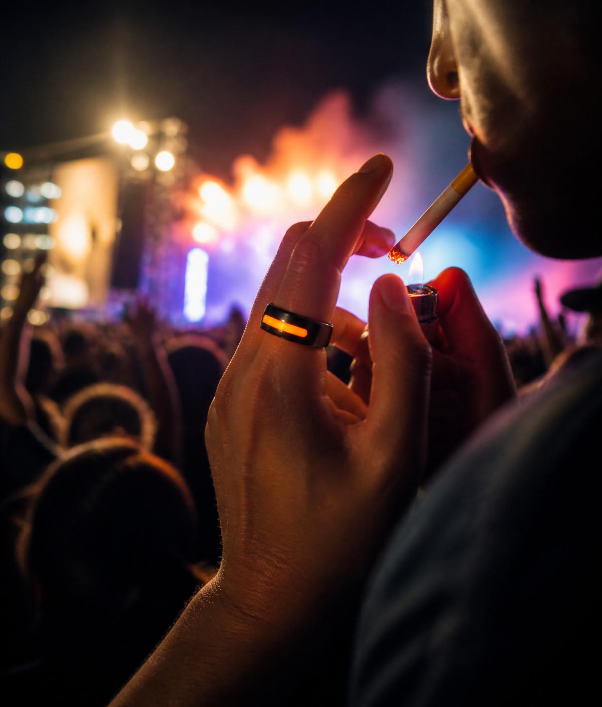 Hands full, still lit.